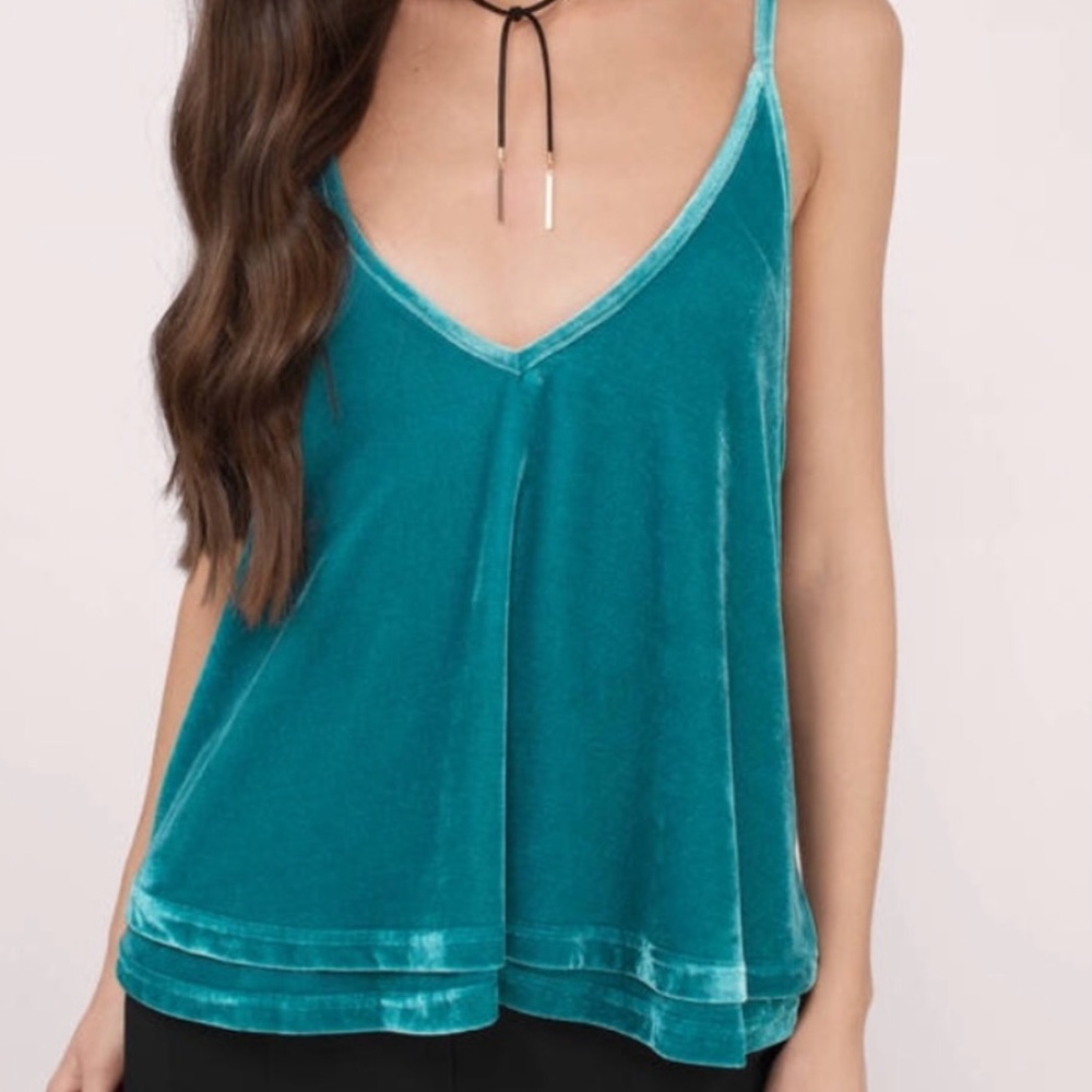 TOBI Teal Velvet Tank : Size Small